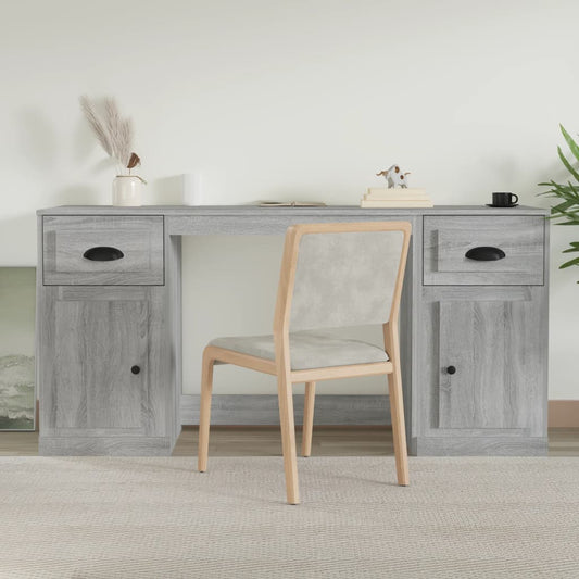 Bureau met kast bewerkt hout grijs sonoma eikenkleurig is nu te koop bij PeponiXL, paradijselijk wonen!