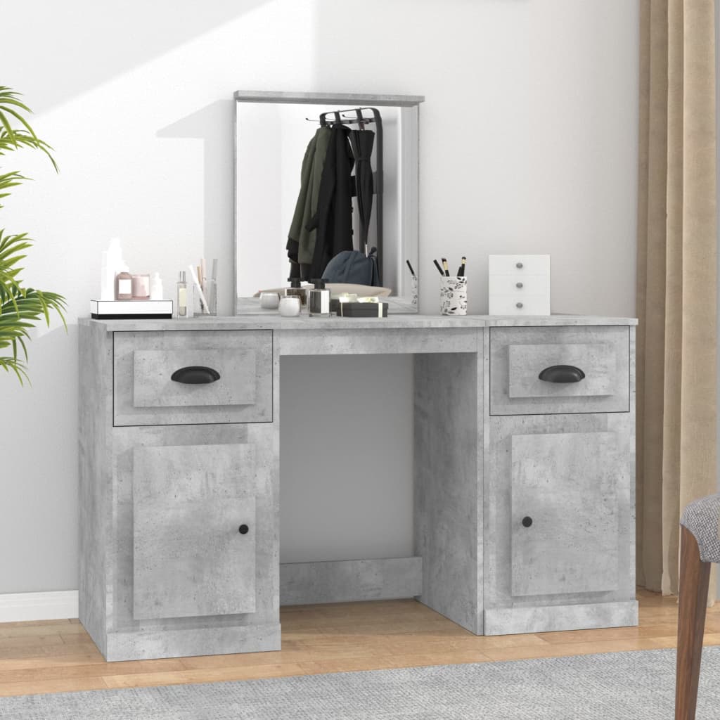 Kaptafel met spiegel 130x50x132,5 cm betongrijs is nu te koop bij PeponiXL, paradijselijk wonen!