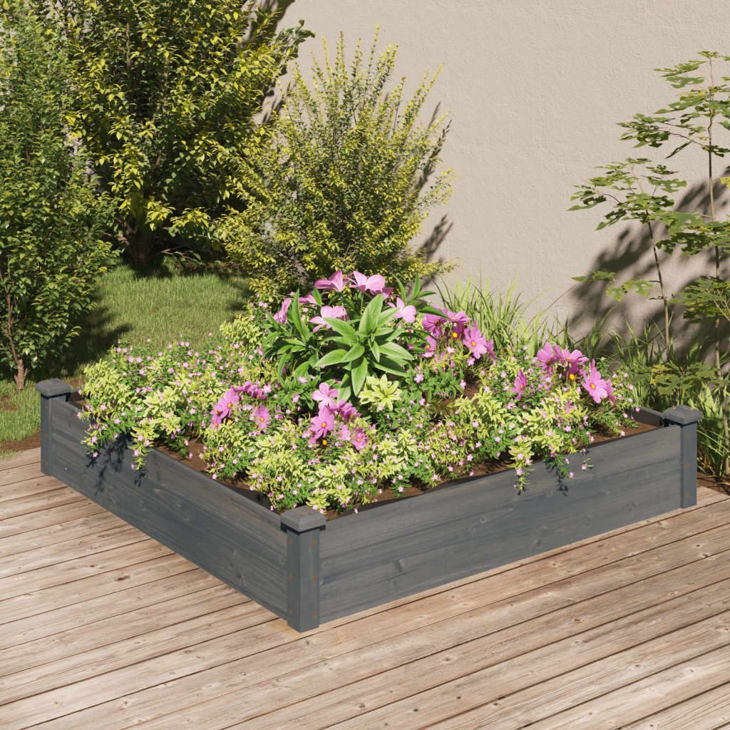 Plantenbak verhoogd met voering 120x120x25 cm vurenhout grijs is nu te koop bij PeponiXL, paradijselijk wonen!