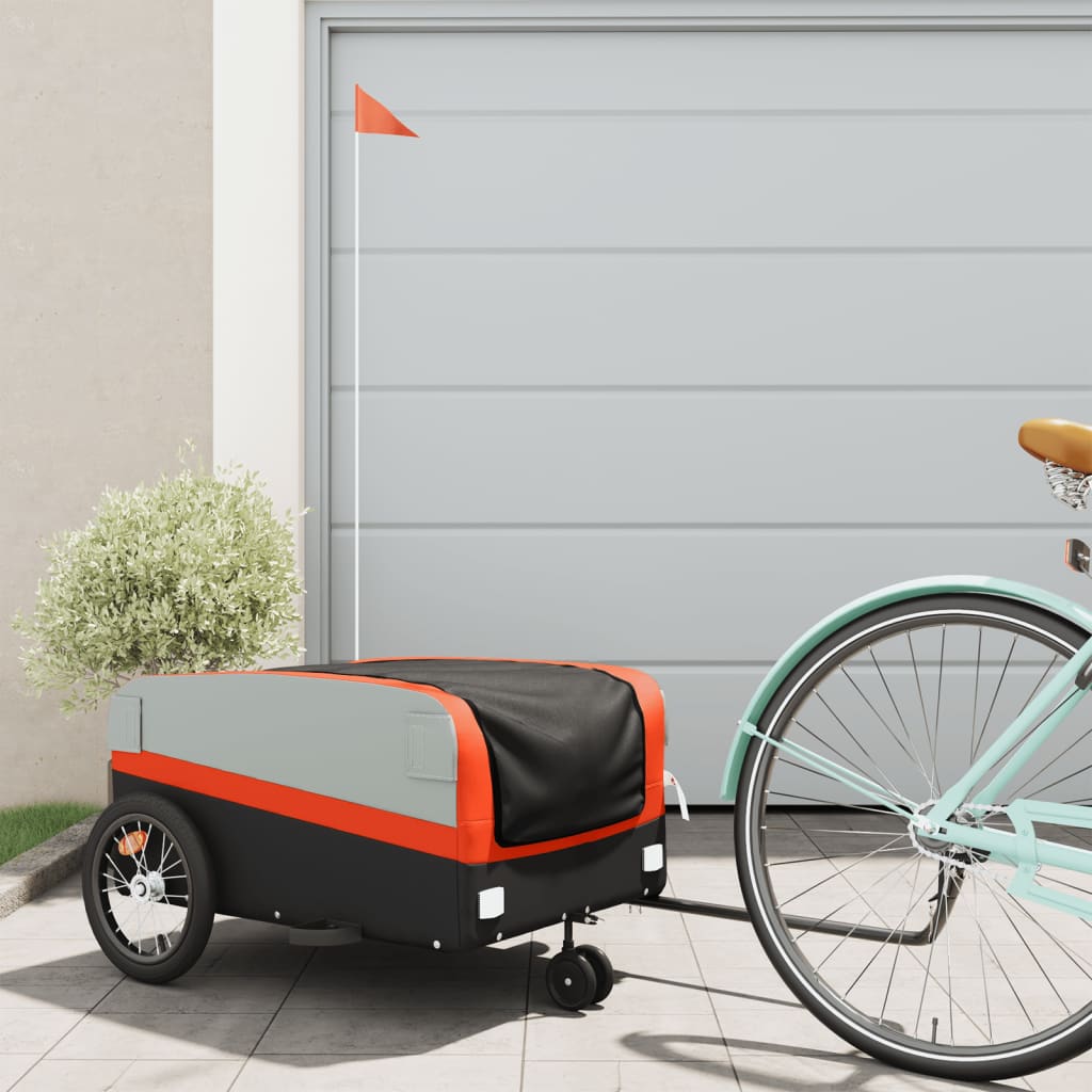 Fietstrailer 45 kg ijzer zwart en oranje is nu te koop bij PeponiXL, paradijselijk wonen!