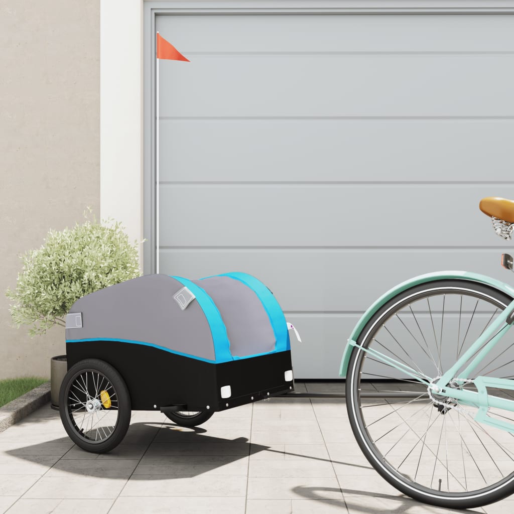 Fietstrailer 30 kg ijzer zwart en blauw is nu te koop bij PeponiXL, paradijselijk wonen!