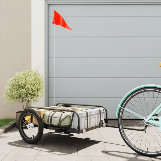 Fietstrailer 126x63x34 cm ijzer zwart is nu te koop bij PeponiXL, paradijselijk wonen!