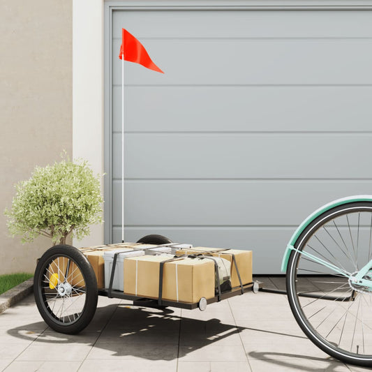 Fietstrailer 135x68x37 cm ijzer zwart is nu te koop bij PeponiXL, paradijselijk wonen!