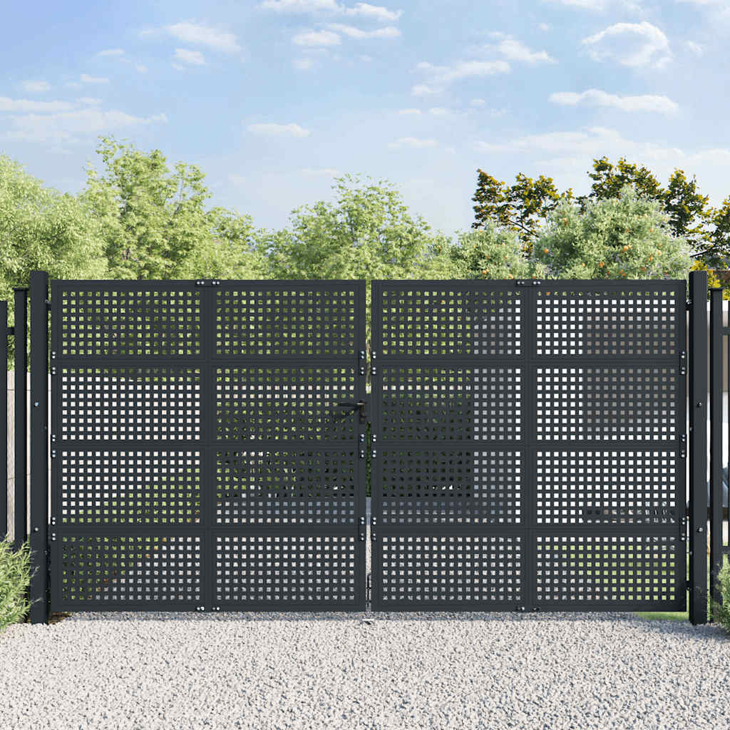 Tuinpoort Antraciet 400x175 cm Staal is nu te koop bij PeponiXL, paradijselijk wonen!