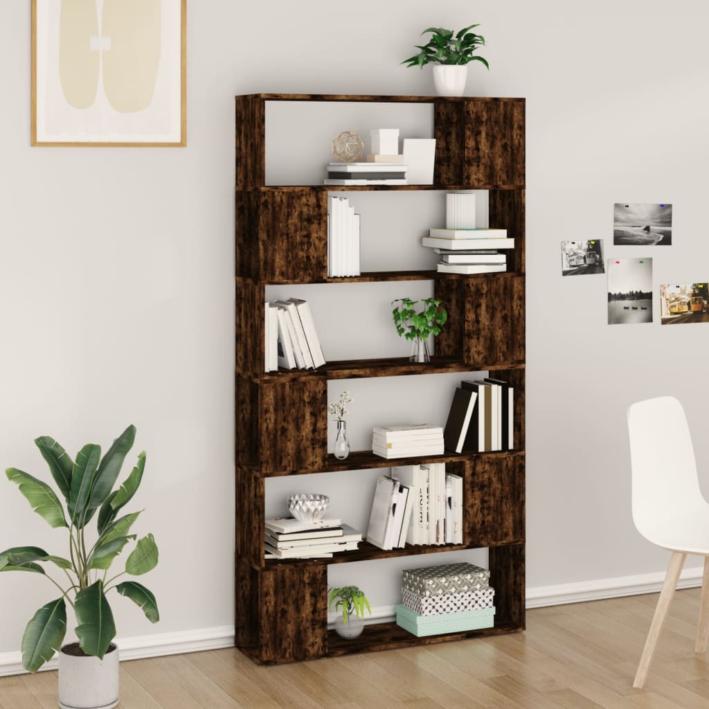 Boekenkast/kamerscherm 100x24x188 cm gerookt eikenkleurig is nu te koop bij PeponiXL, paradijselijk wonen!