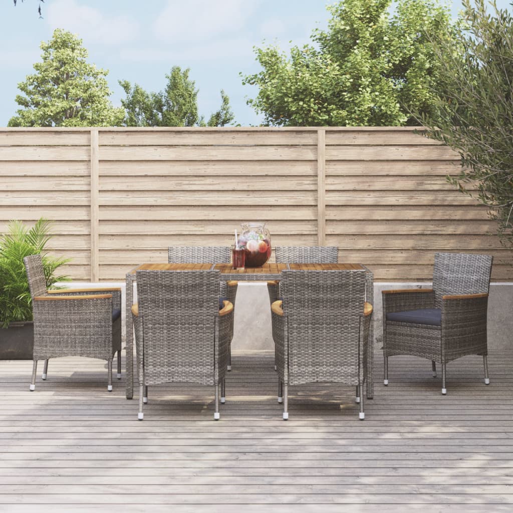 7-delige Tuinset met kussens poly rattan grijs is nu te koop bij PeponiXL, paradijselijk wonen!