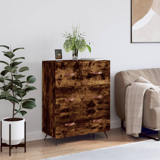 vidaXL Ladekast 69,5x34x90 cm bewerkt hout gerookt eikenkleurig