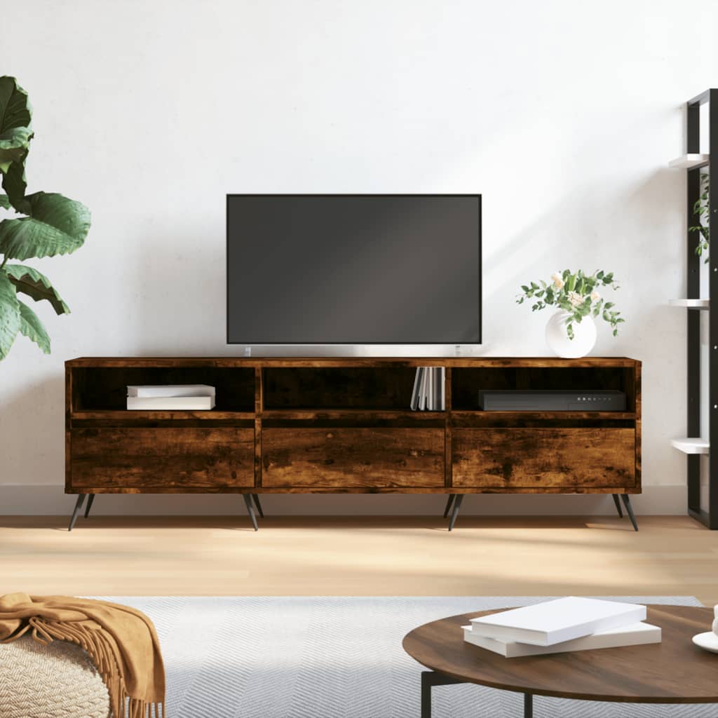 Tv-meubel 150x30x44,5 cm bewerkt hout gerookt eikenkleurig is nu te koop bij PeponiXL, paradijselijk wonen!