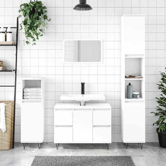 Badkamerkast 80x33x60 cm bewerkt hout wit is nu te koop bij PeponiXL, paradijselijk wonen!