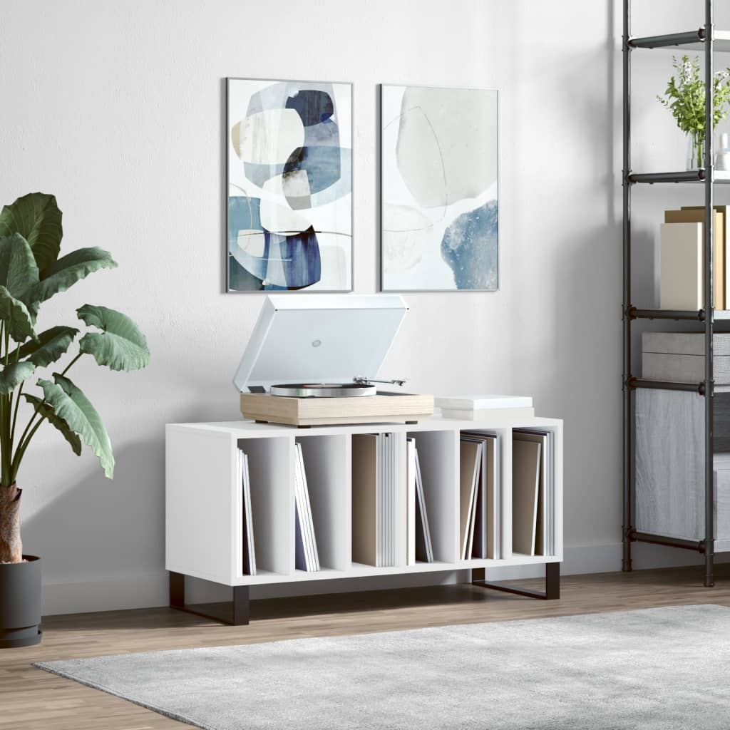 Platenkast 100x38x48 cm bewerkt hout wit is nu te koop bij PeponiXL, paradijselijk wonen!