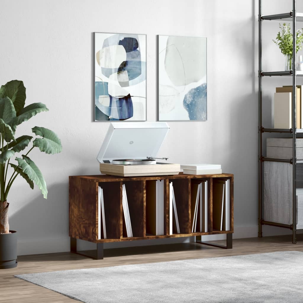 Platenkast 100x38x48 cm bewerkt hout gerookt eikenkleurig is nu te koop bij PeponiXL, paradijselijk wonen!