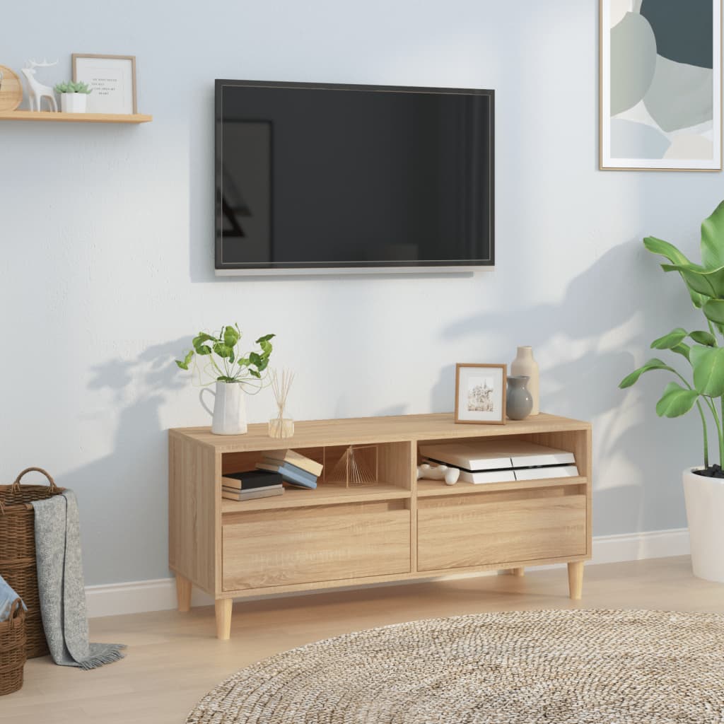 Tv-meubel 100x34,5x44,5 cm bewerkt hout sonoma eikenkleurig is nu te koop bij PeponiXL, paradijselijk wonen!