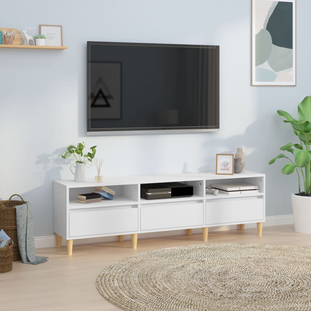 Tv-meubel 150x30x44,5 cm bewerkt hout wit is nu te koop bij PeponiXL, paradijselijk wonen!