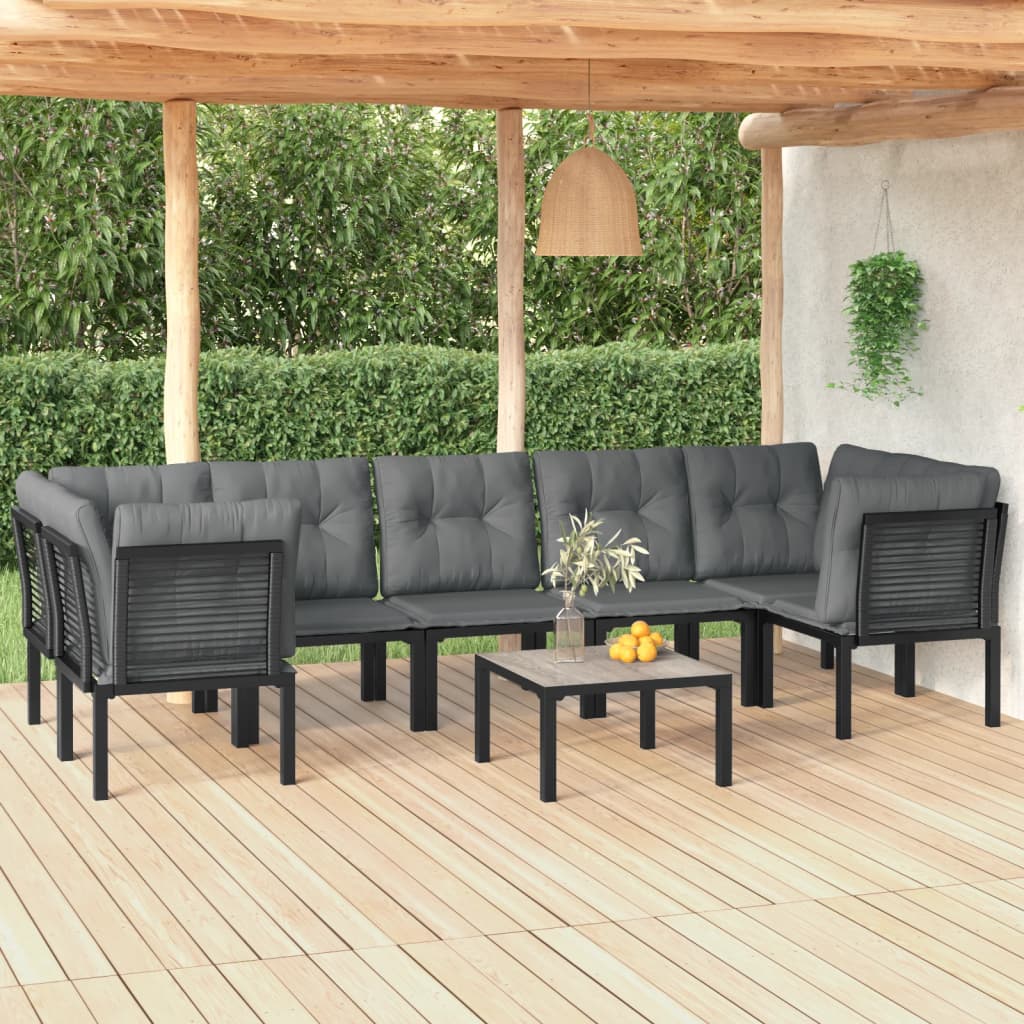 8-delige Loungeset poly rattan zwart en grijs is nu te koop bij PeponiXL, paradijselijk wonen!