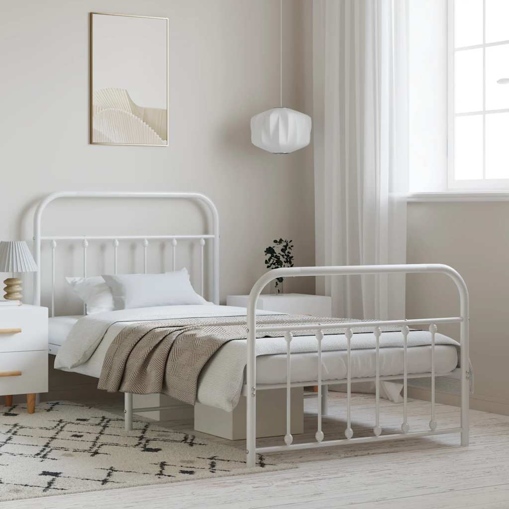 Bedframe met hoofd- en voeteneinde metaal wit 100x190 cm is nu te koop bij PeponiXL, paradijselijk wonen!