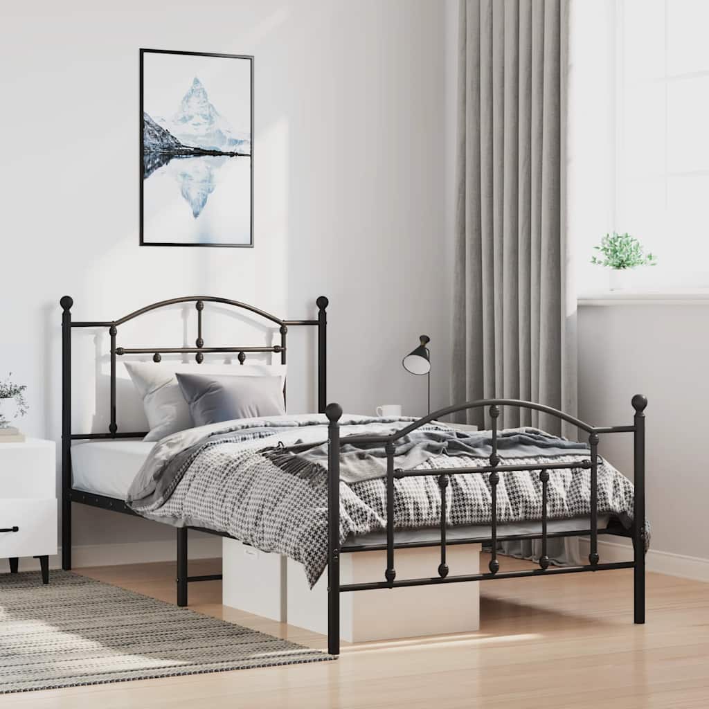 Bedframe met hoofd- en voeteneinde metaal zwart 100x190 cm is nu te koop bij PeponiXL, paradijselijk wonen!