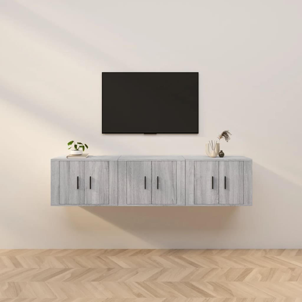 Tv-wandmeubels 3 st 57x34,5x40 cm grijs sonoma eikenkleurig is nu te koop bij PeponiXL, paradijselijk wonen!