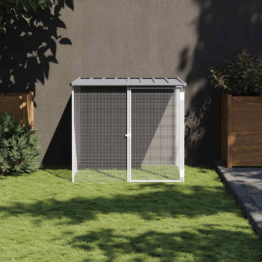 Kippenhok met dak 103x98x90 cm gegalvaniseerd staal lichtgrijs is nu te koop bij PeponiXL, paradijselijk wonen!