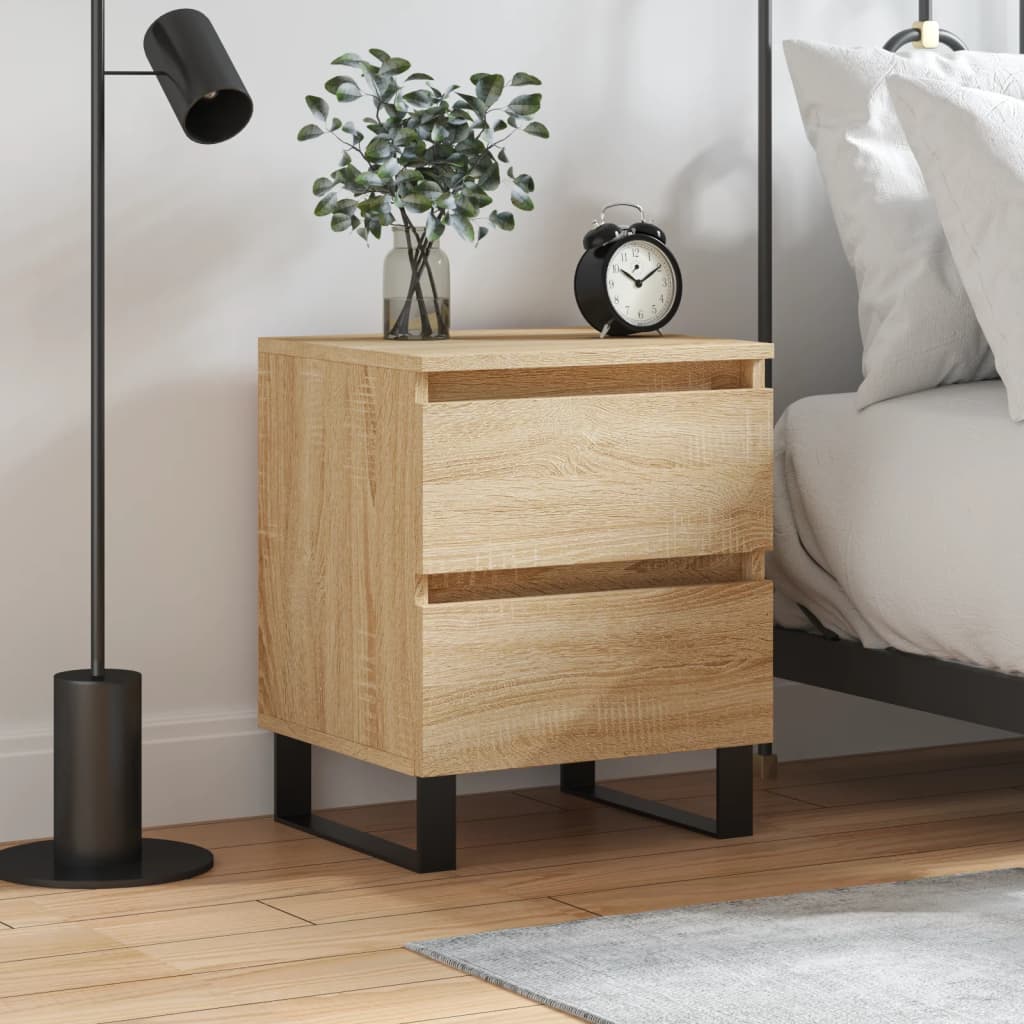 Nachtkastje 40x35x50 cm bewerkt hout sonoma eikenkleurig is nu te koop bij PeponiXL, paradijselijk wonen!