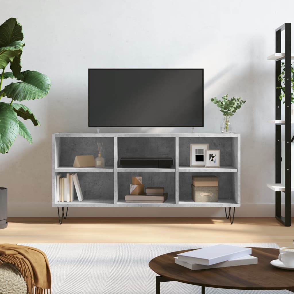 Tv-meubel 103,5x30x50 cm bewerkt hout betongrijs is nu te koop bij PeponiXL, paradijselijk wonen!