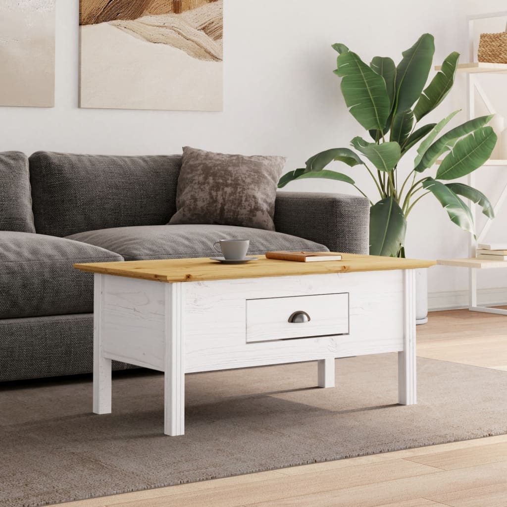 Salontafel BODO 100x55x46 cm massief grenenhout wit en bruin is nu te koop bij PeponiXL, paradijselijk wonen!