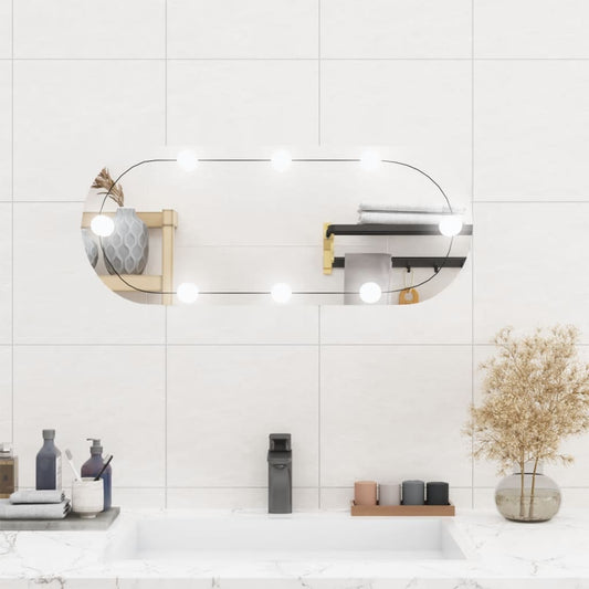 Wandspiegel met LED's ovaal 30x70 cm glas is nu te koop bij PeponiXL, paradijselijk wonen!
