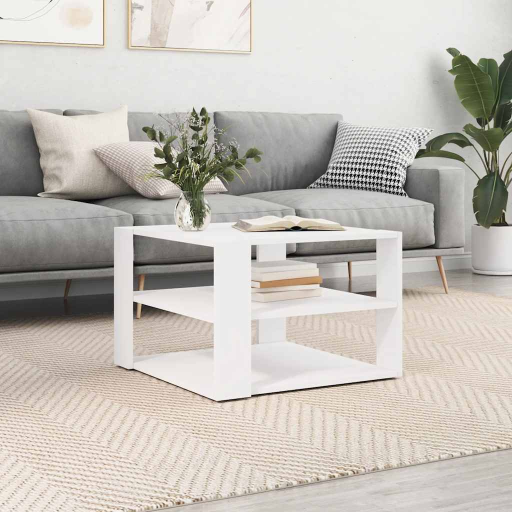 Salontafel 58x58x40 cm bewerkt hout wit is nu te koop bij PeponiXL, paradijselijk wonen!