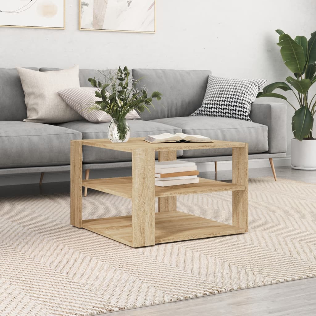 Salontafel 58x58x40 cm bewerkt hout sonoma eikenkleurig is nu te koop bij PeponiXL, paradijselijk wonen!