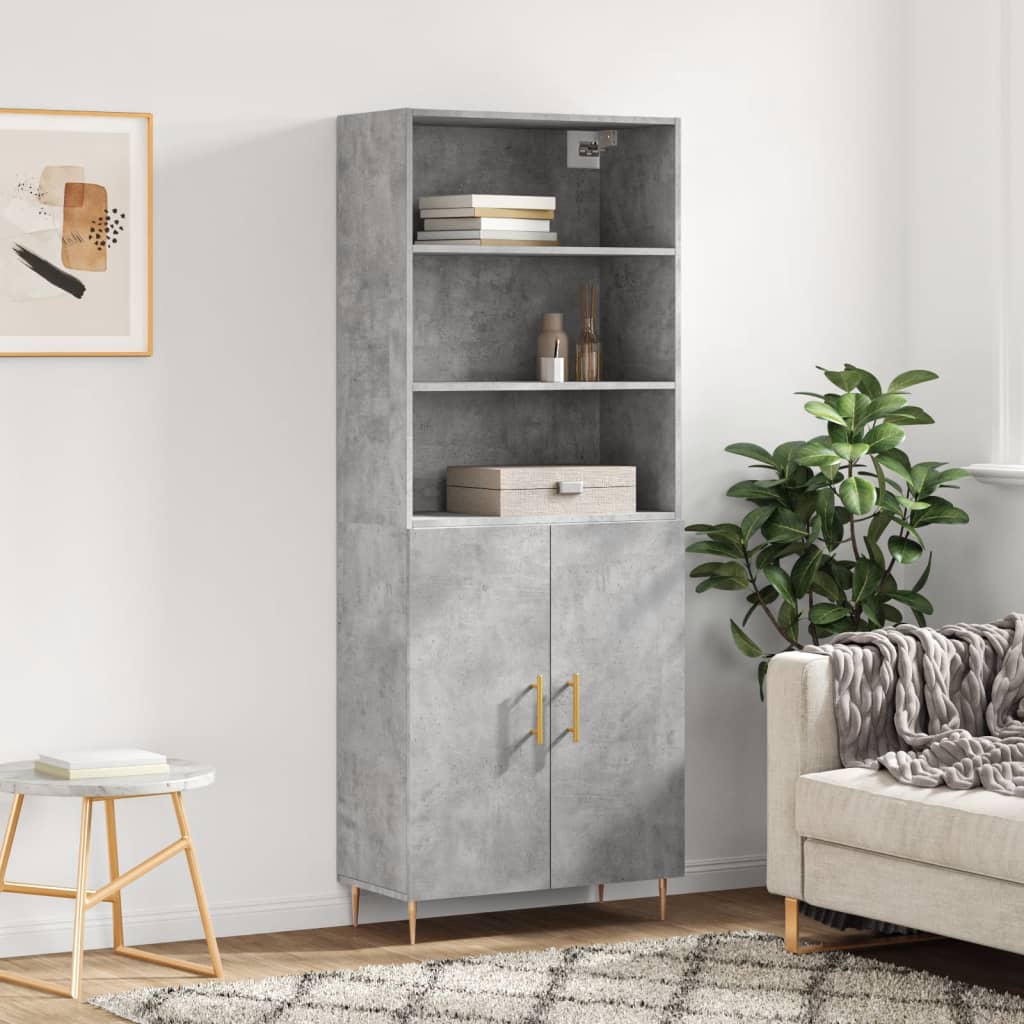 Hoge kast 69,5x34x180 cm bewerkt hout betongrijs is nu te koop bij PeponiXL, paradijselijk wonen!