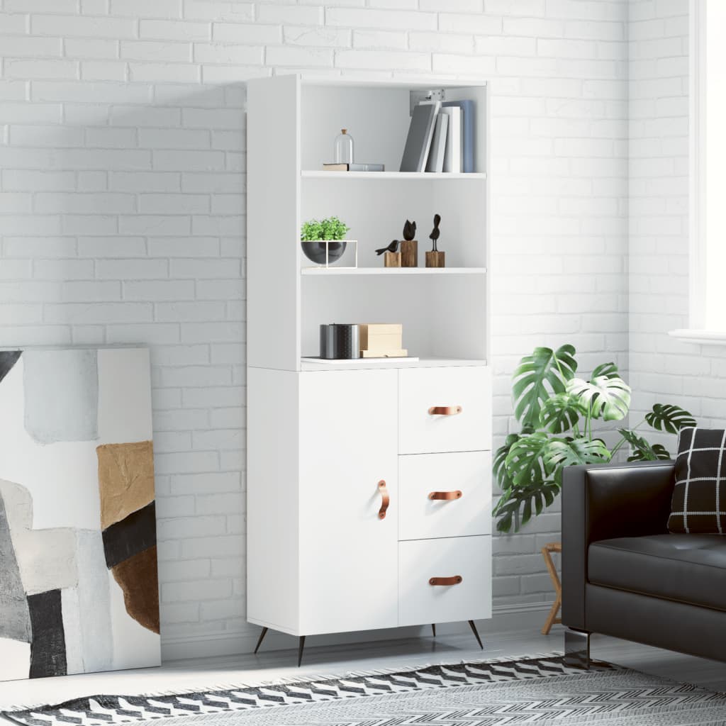 Hoge kast 69,5x34x180 cm bewerkt hout wit is nu te koop bij PeponiXL, paradijselijk wonen!