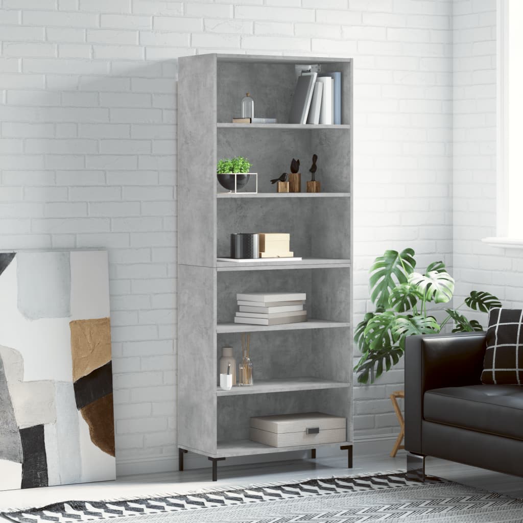 Hoge kast 69,5x32,5x180 cm bewerkt hout betongrijs is nu te koop bij PeponiXL, paradijselijk wonen!