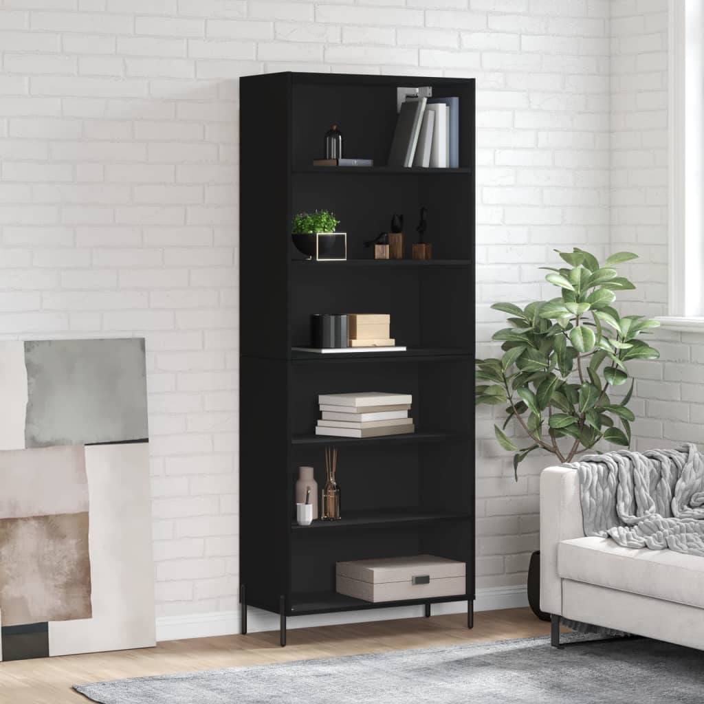 Hoge kast 69,5x32,5x180 cm bewerkt hout zwart is nu te koop bij PeponiXL, paradijselijk wonen!