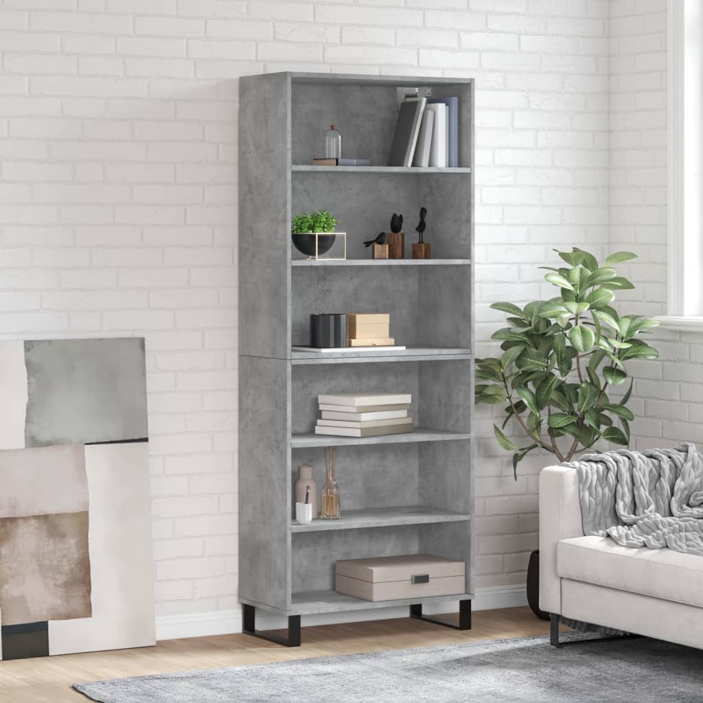 Hoge kast 69,5x32,5x180 cm bewerkt hout betongrijs is nu te koop bij PeponiXL, paradijselijk wonen!