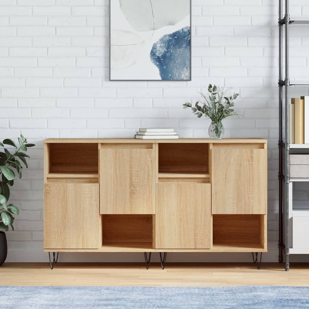 Dressoirs 2 st bewerkt hout sonoma eikenkleurig is nu te koop bij PeponiXL, paradijselijk wonen!