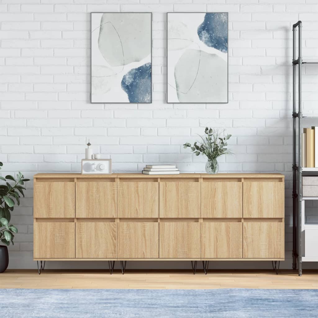 Dressoirs 3 st bewerkt hout sonoma eiken is nu te koop bij PeponiXL, paradijselijk wonen!