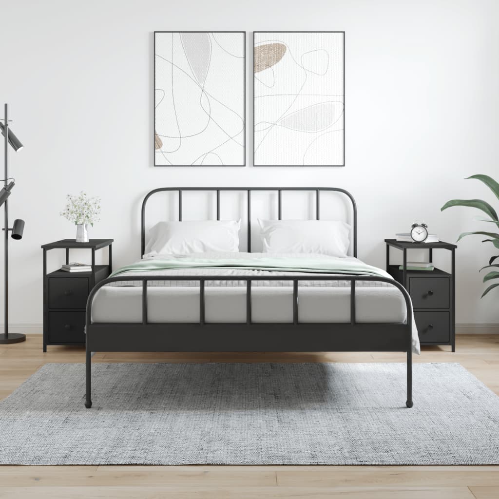Nachtkastjes 2 st 30x60x60 cm bewerkt hout zwart is nu te koop bij PeponiXL, paradijselijk wonen!