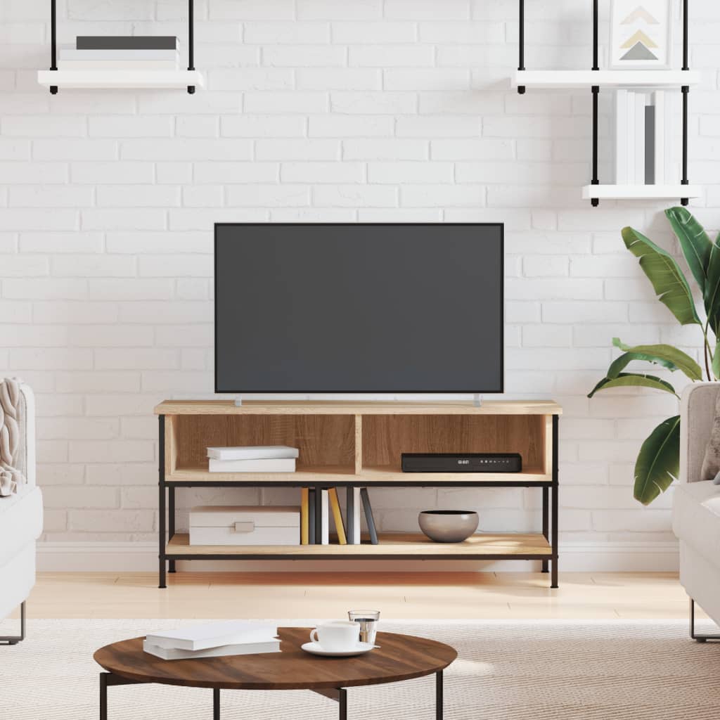 Tv-meubel Sonoma eiken 100x35x45 cm bewerkt hout is nu te koop bij PeponiXL, paradijselijk wonen!