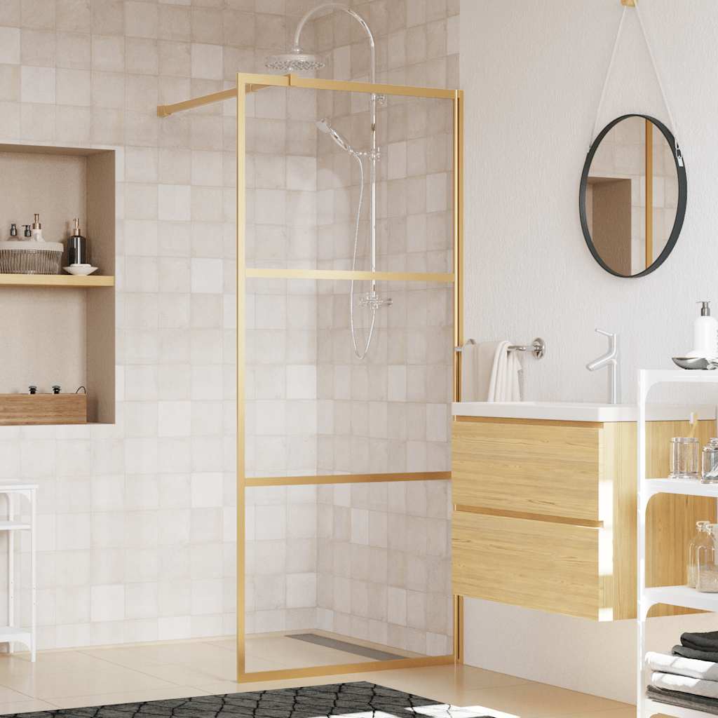 Inloopdouchewand transparant 80x195 cm ESG-glas goudkleurig is nu te koop bij PeponiXL, paradijselijk wonen!