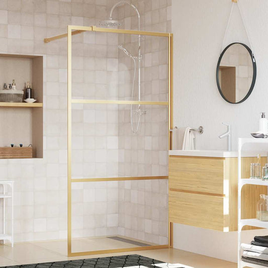 Inloopdouchewand transparant 115x195 cm ESG-glas goudkleurig is nu te koop bij PeponiXL, paradijselijk wonen!