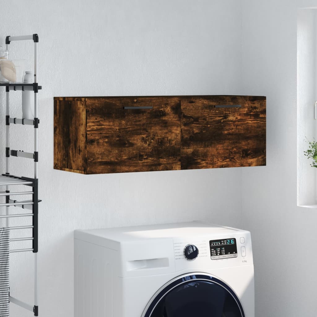 Wandkast 100x36,5x35 cm bewerkt hout gerookt eikenkleurig is nu te koop bij PeponiXL, paradijselijk wonen!
