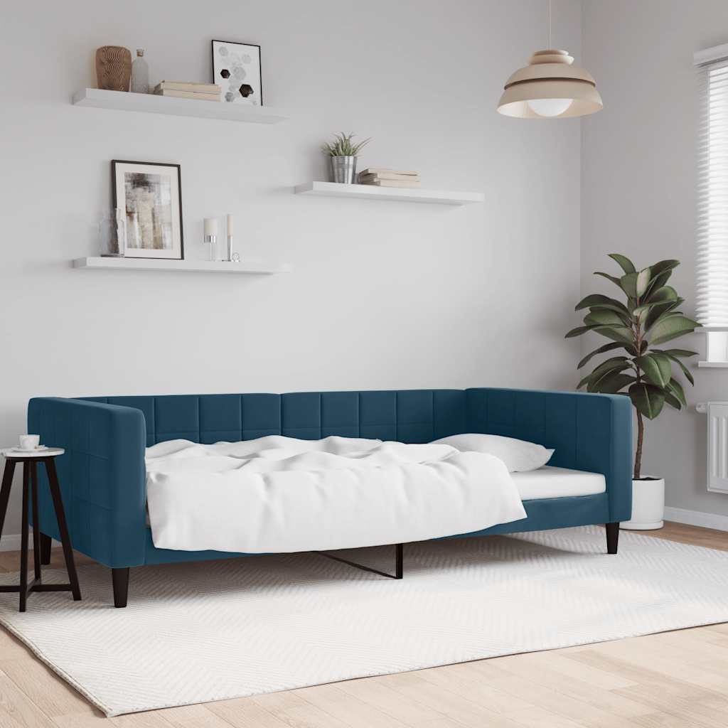 Slaapbank 100x200 cm fluweel blauw is nu te koop bij PeponiXL, paradijselijk wonen!