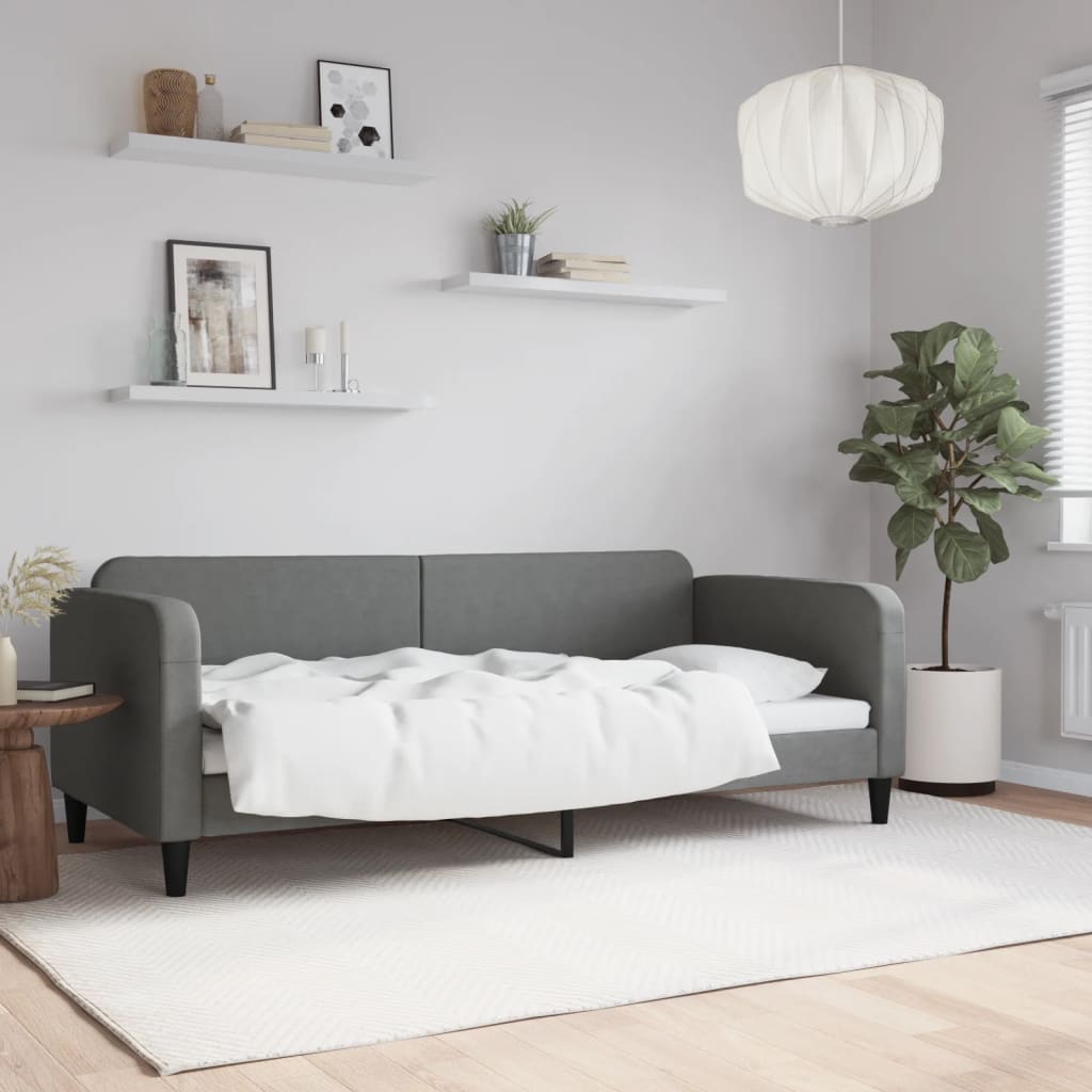 Slaapbank 90x200 cm stof donkergrijs is nu te koop bij PeponiXL, paradijselijk wonen!
