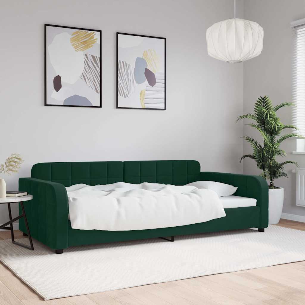 Slaapbank 100x200 cm fluweel donkergroen is nu te koop bij PeponiXL, paradijselijk wonen!
