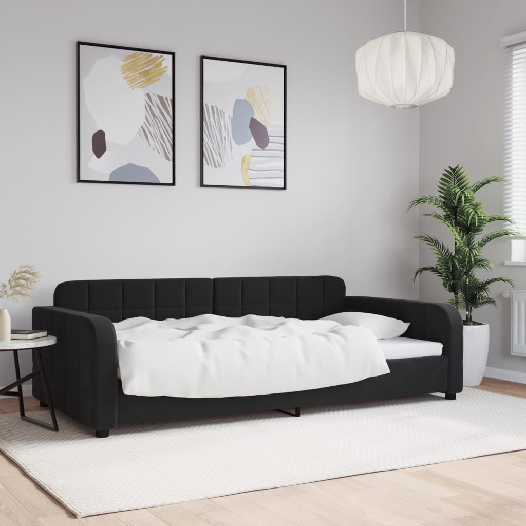 Slaapbank 100x200 cm fluweel zwart is nu te koop bij PeponiXL, paradijselijk wonen!