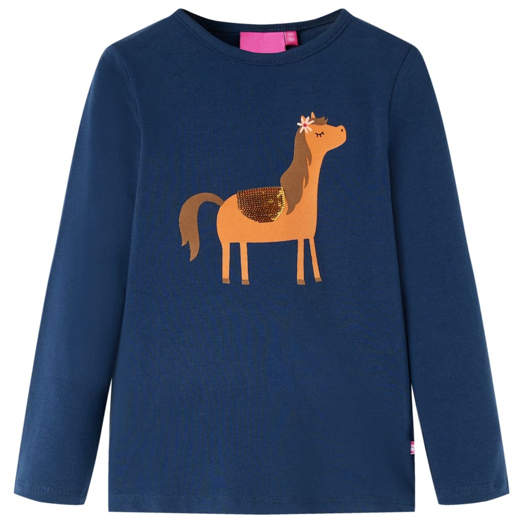 Kindershirt met lange mouwen 128 marineblauw is nu te koop bij PeponiXL, paradijselijk wonen!
