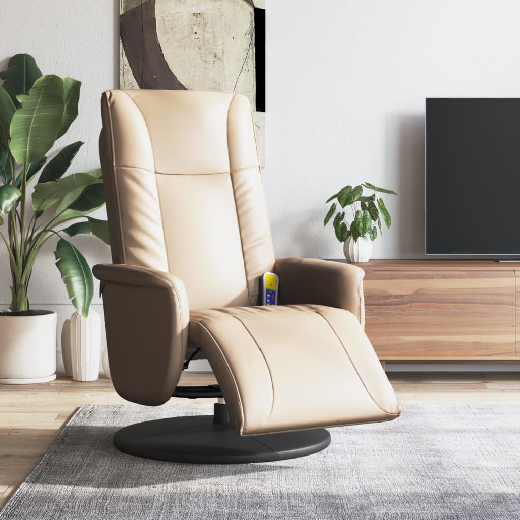 Massagestoel verstelbaar met voetensteun kunstleer cappuccino is nu te koop bij PeponiXL, paradijselijk wonen!