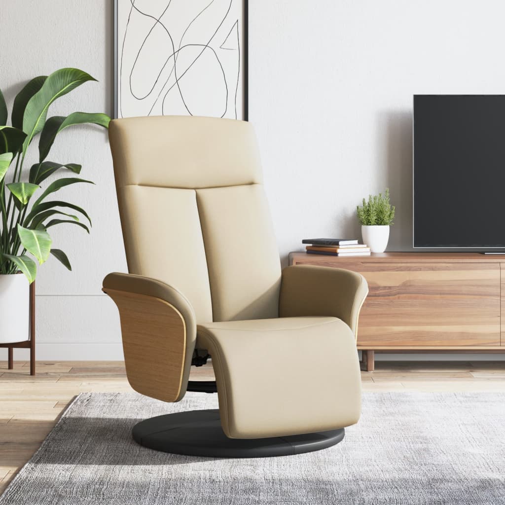Fauteuil verstelbaar met voetensteun stof crèmekleurig is nu te koop bij PeponiXL, paradijselijk wonen!