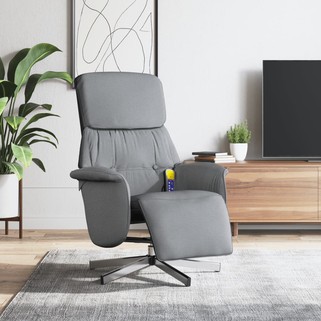 Massagestoel verstelbaar met voetensteun stof lichtgrijs is nu te koop bij PeponiXL, paradijselijk wonen!
