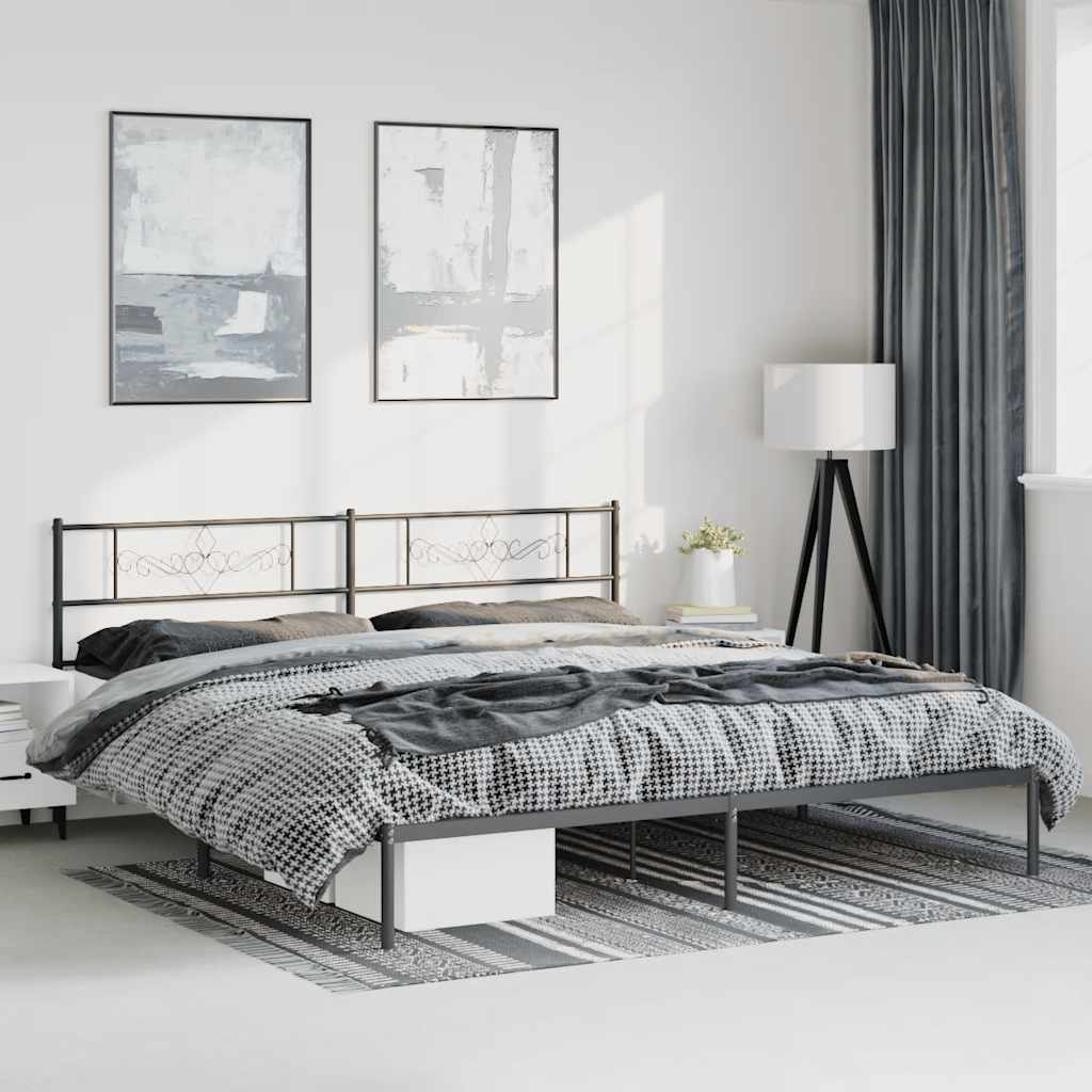 Bedframe met hoofdbord metaal zwart 183x213 cm is nu te koop bij PeponiXL, paradijselijk wonen!