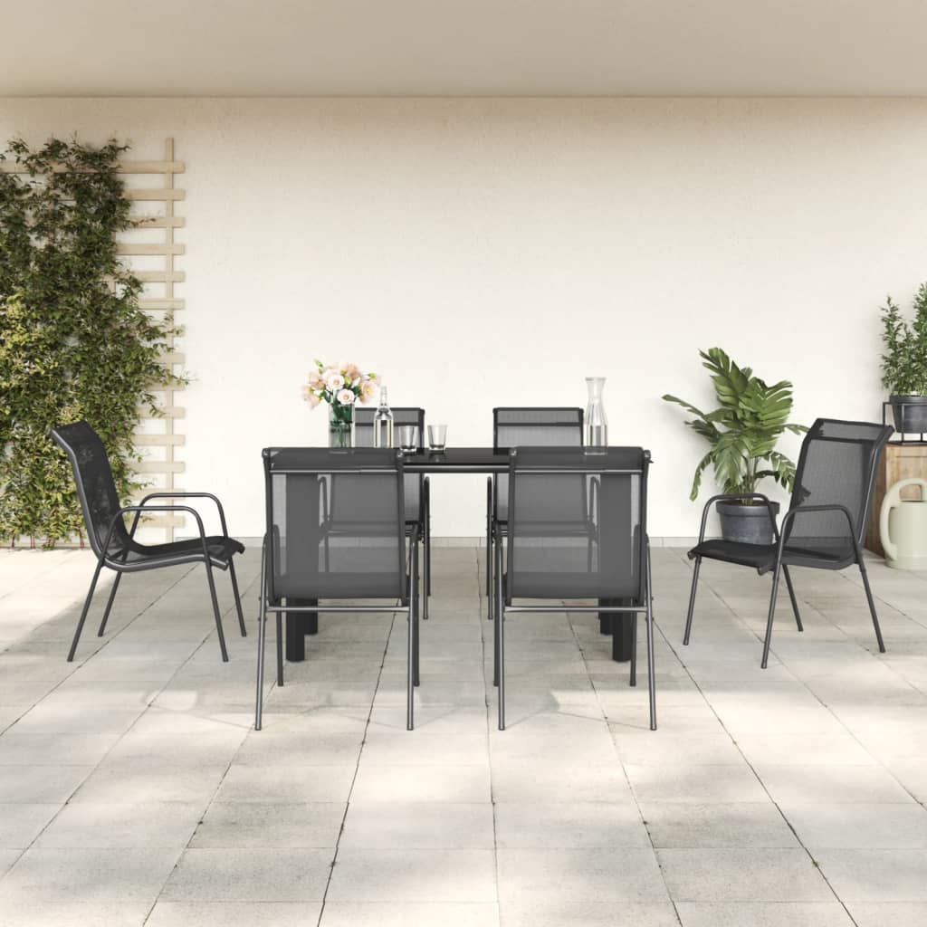 7-delige Tuinset textileen en staal zwart is nu te koop bij PeponiXL, paradijselijk wonen!